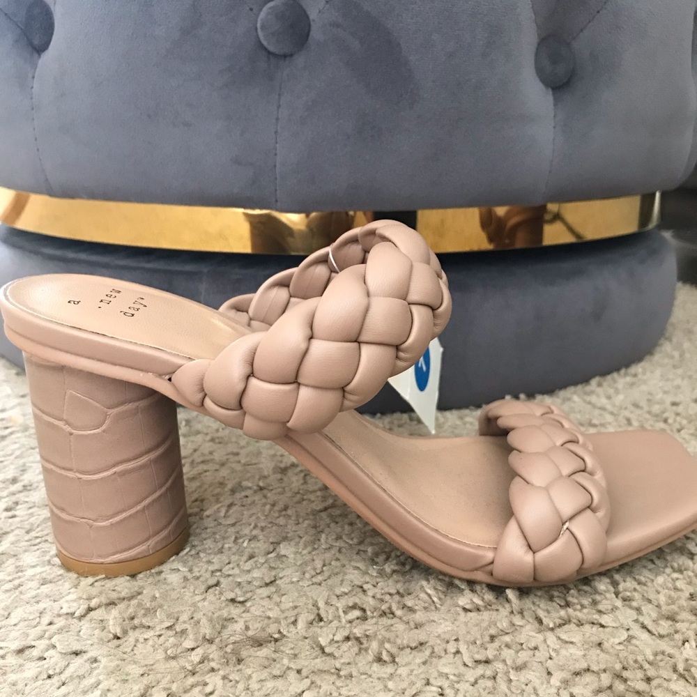 A New Day Braided Strap Nude Block Heel Sandals - Women 7 Brand New - Picture 5 of 9